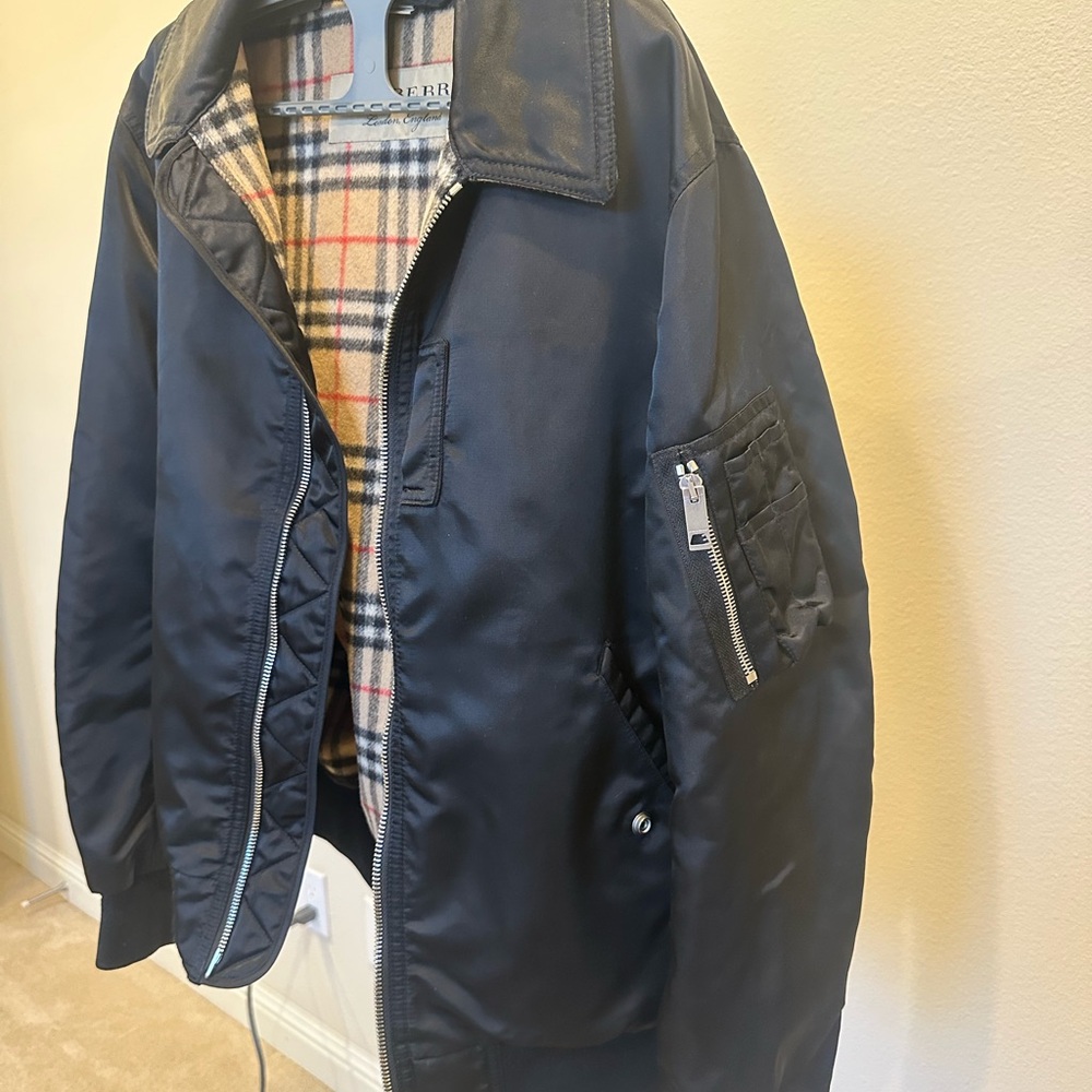 Burberry Black Bomber Jacket with Check Lining